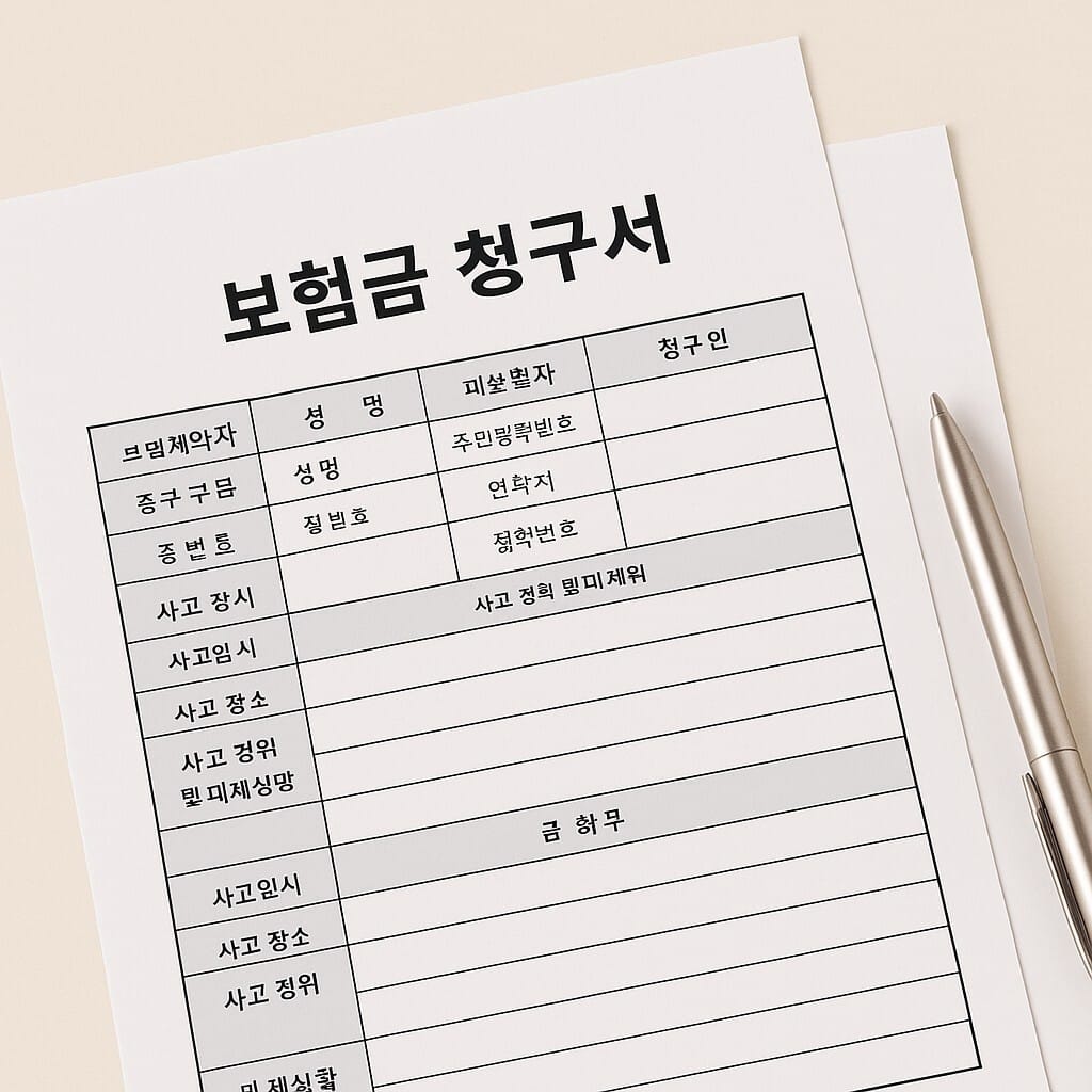 보험금 청구 서류 예시