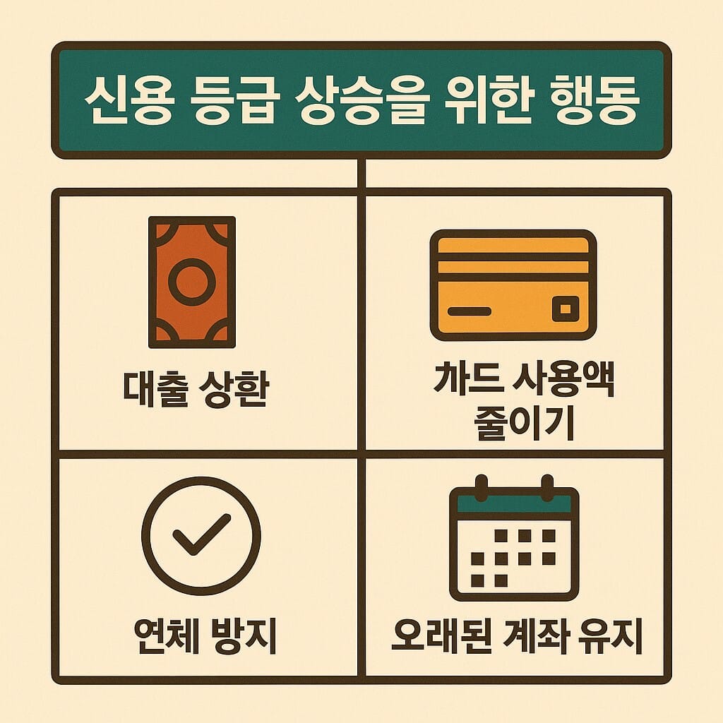 신용 등급 성장 관련 행동 인포그래픽