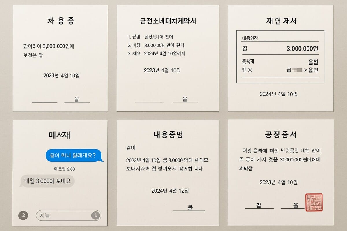 입증자료 예시