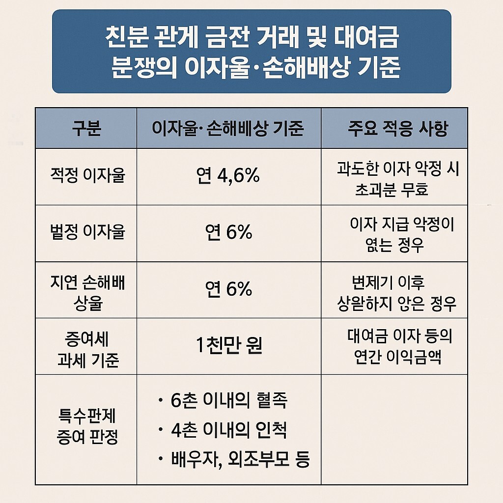 이자 및 손해배상 기준표